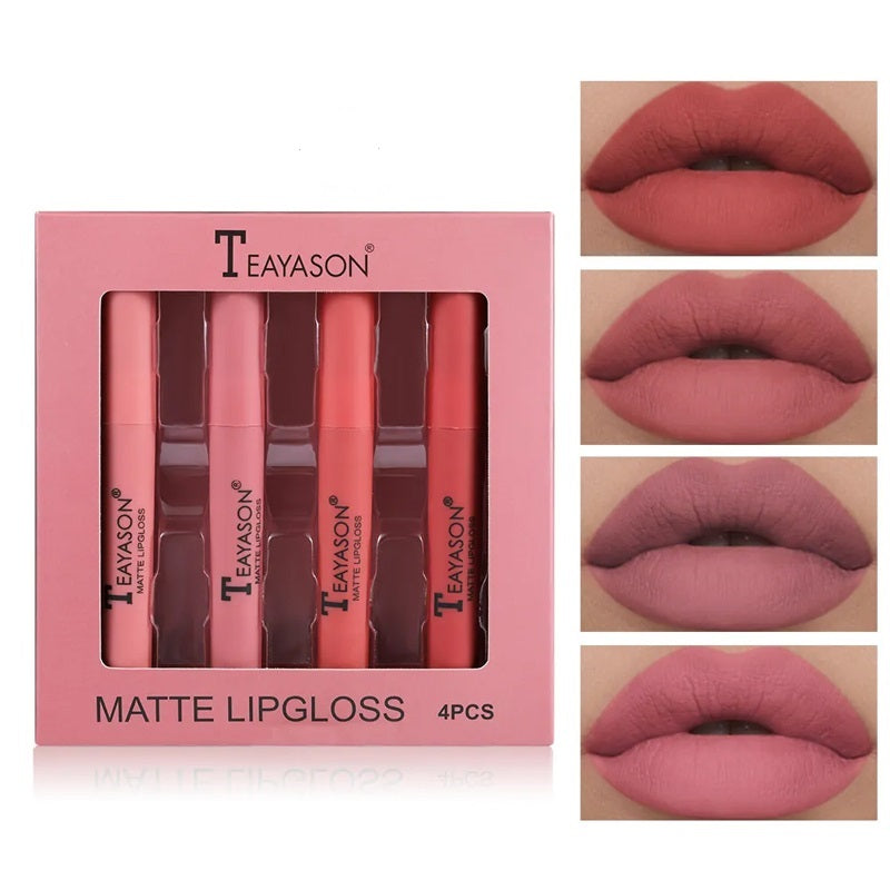 LilyLush - TEAYASON 4Pcs waterproof, comfortabele en vlekkeloze lippenstift