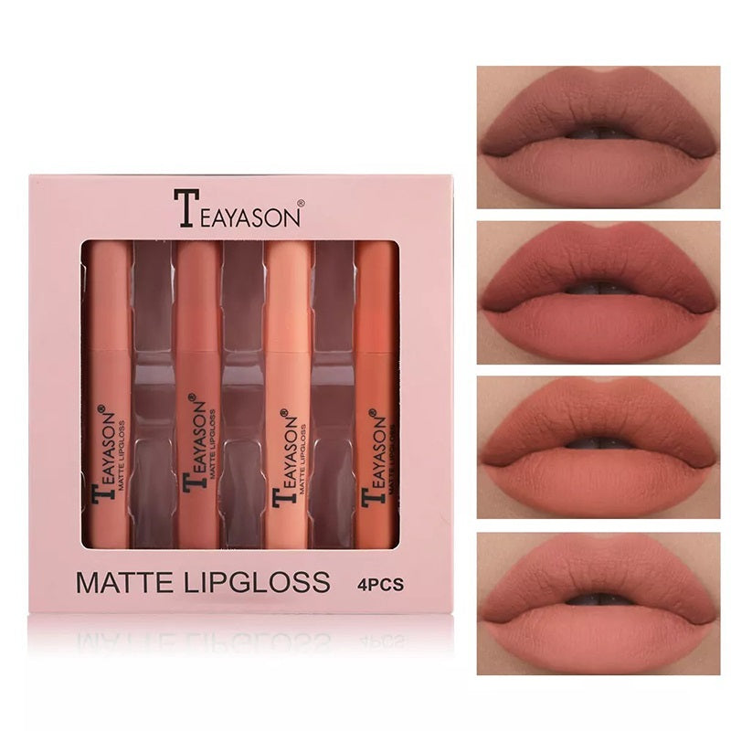 LilyLush - TEAYASON 4Pcs waterproof, comfortabele en vlekkeloze lippenstift