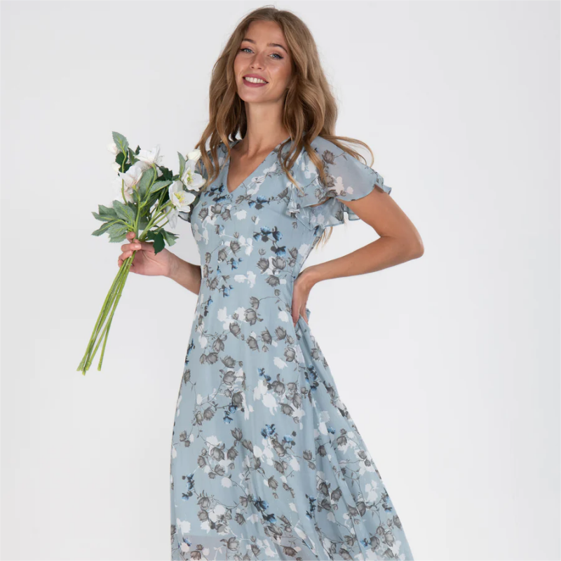 Kenna - Lange jurk met korte mouwen en bloemenprint--🔥Bespaar 50% korting